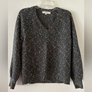 Loft grey and gold Vneck sweater- size medium